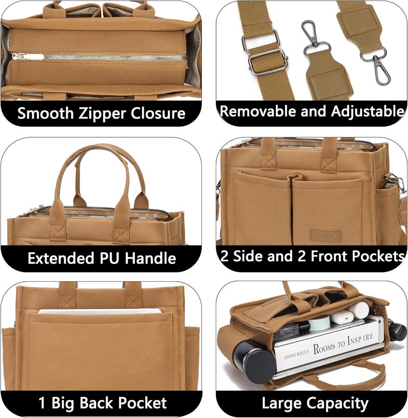 ZHMO Canvas Tote Bag for Women,Women's Bags Crossbody Bags Work Laptop Tote Bag Large Handbags Purse for Travel Nurse Teacher - Image 4